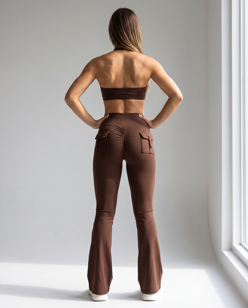 Flared Leggings with Back Pockets