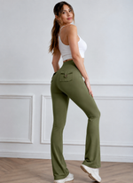 Flared Leggings with Back Pockets